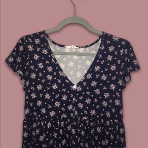 Navy Floral Babydoll Dress